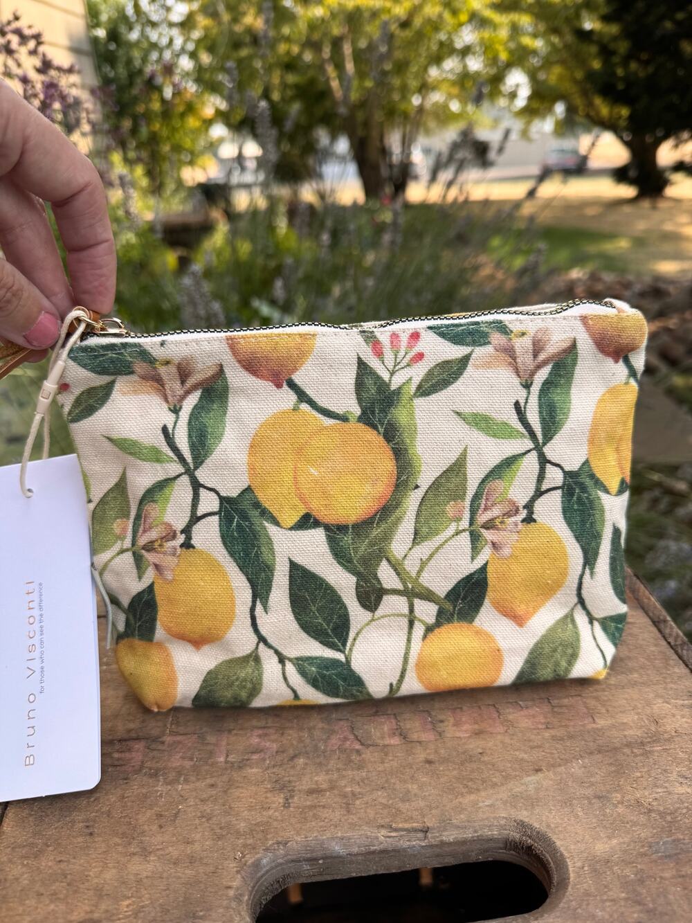 Lemons Canvas Makeup Bag 9 x 6 Pouch Colorful Travel Bag NEW!
